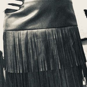 Fringe leather skirt